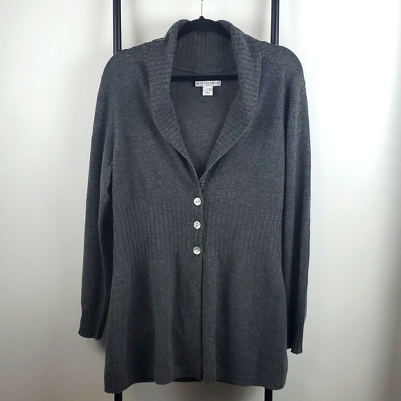 Precious Fibers Sweaters - Precious Fibers Cashmere cardigan sweater buttons gray women size L